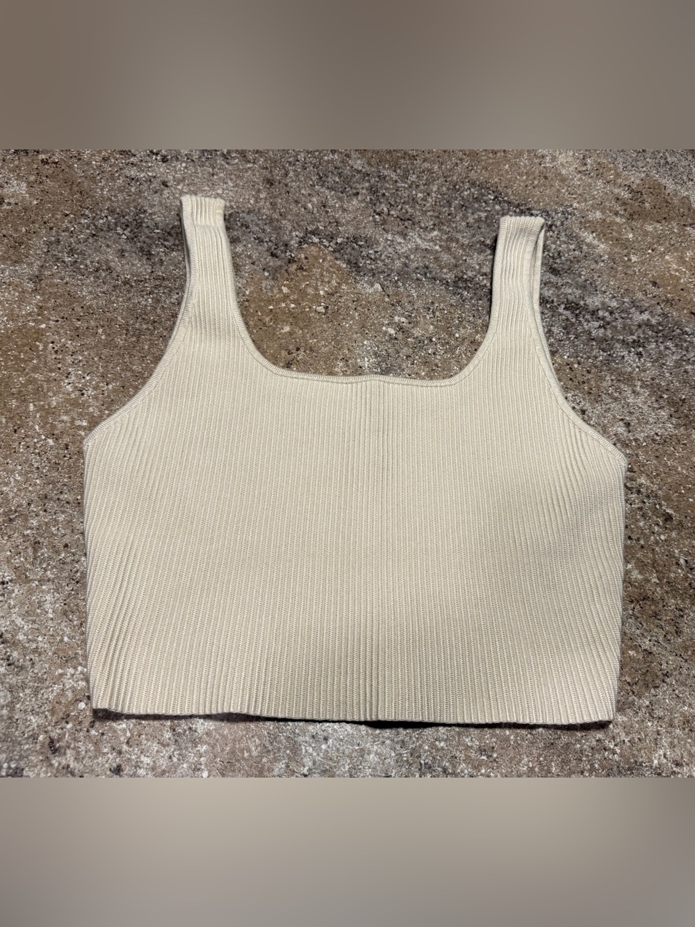 House of Harlow 1960 Ribbed Crop Tank Top Cream Size Medium